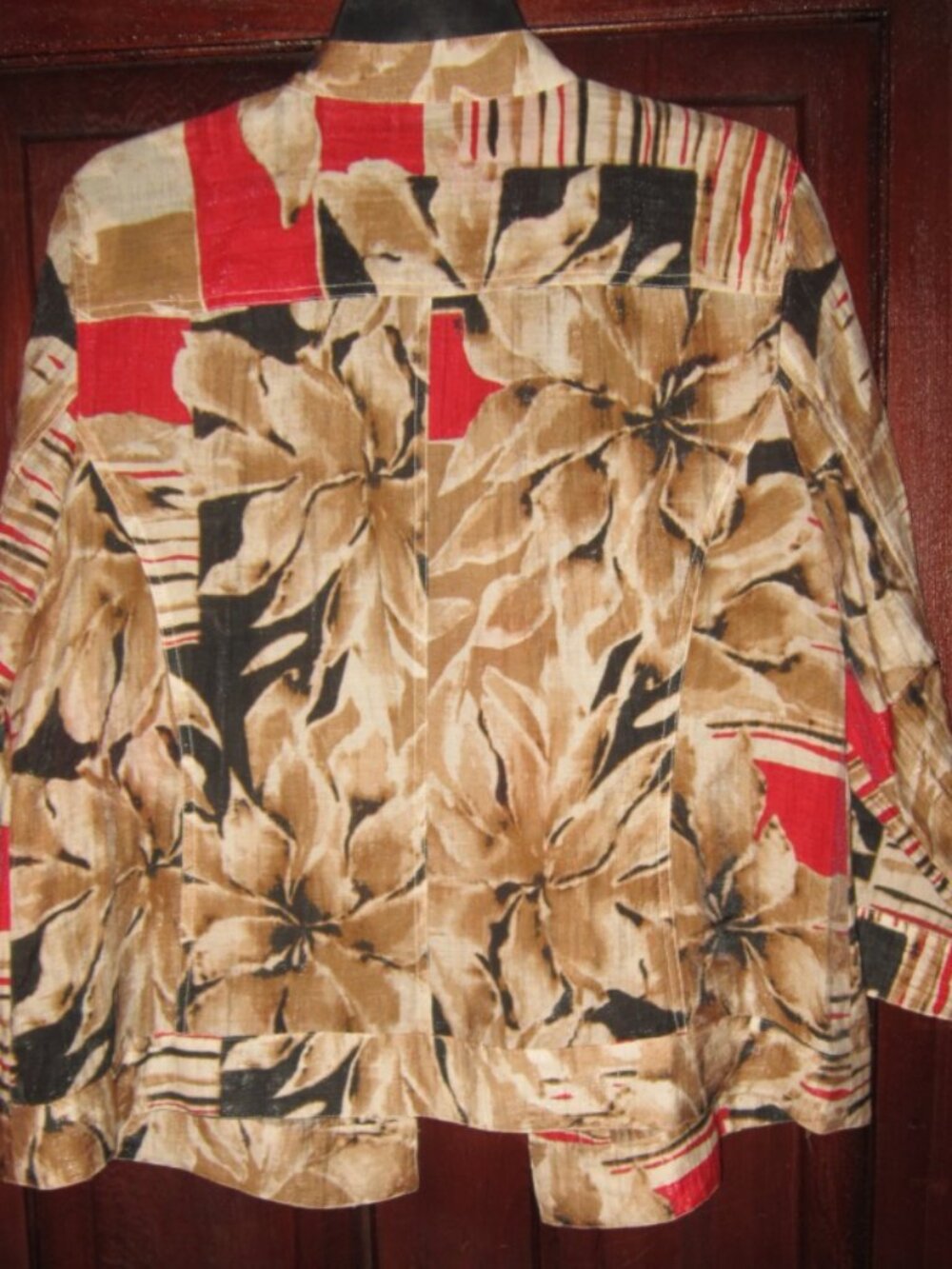 Chico's Sz 2 L Open Jacket Top Shirt Blouse Ethnic Print Lightweight 3/4 Sleeve - Picture 2 of 3